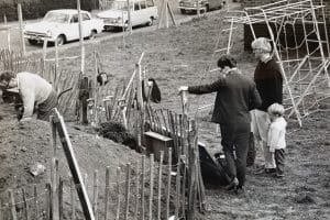 Avril looking over Oatlands Palace excavations