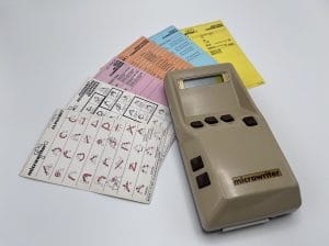 Microwriter with instruction cards. (53.1999/1).