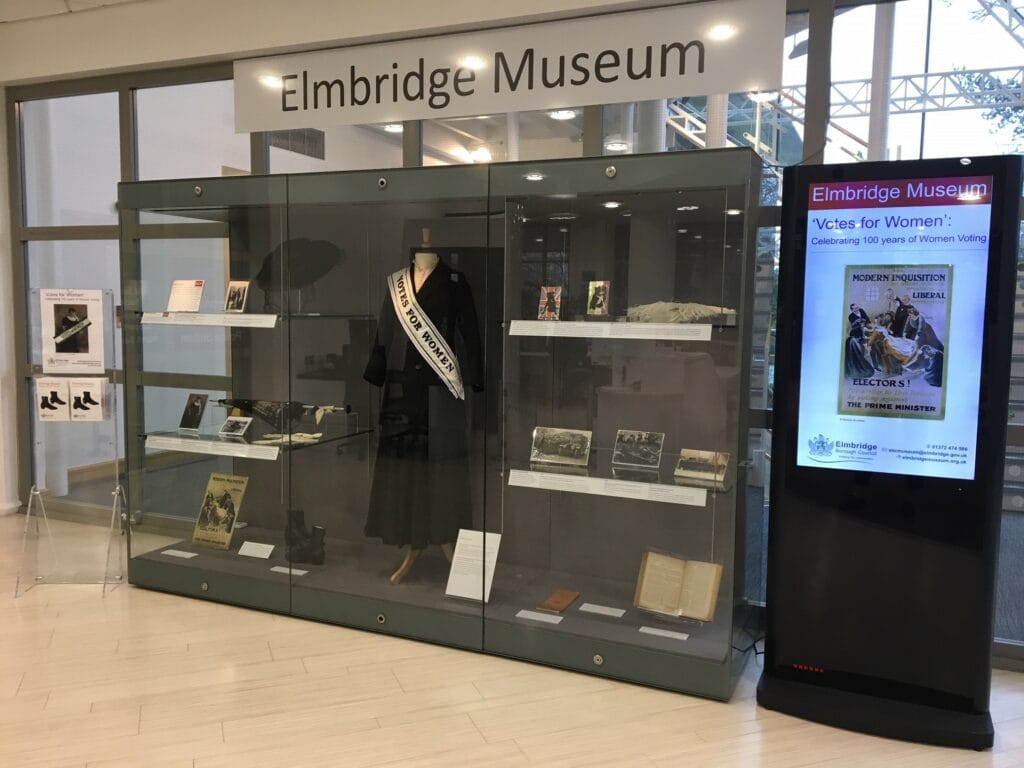 'Votes for Women!' exhibition at the Civic Centre, Esher, in January 2018.