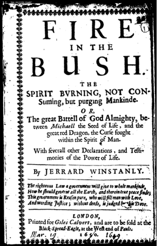 ‘Fire in the Bush’, Gerrard Winstanley, 1650. Source: Copy of the original in the British Library, Thomason Tracts, E.1365[1].