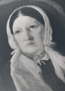 Black and white photograph of a painting of Sarah Austin.