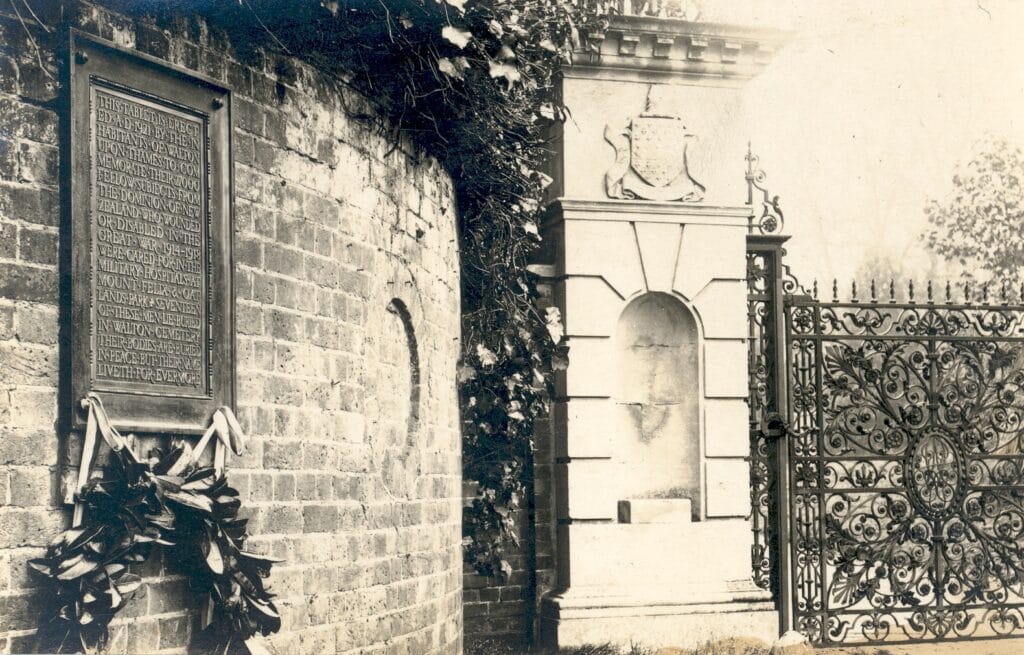 The New Zealand War Memorial tablet, on the wall adjoining the main entrance gates of Mount Felix. It was unveiled by the Honourable Sir James Allen K.C.B., the High Commissioner for New Zealand on the 20th November 1921.