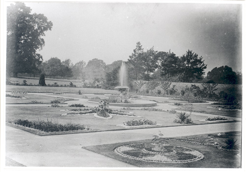 black and white photograph of The Flower Garden, Ashley Park, Walton on Thames