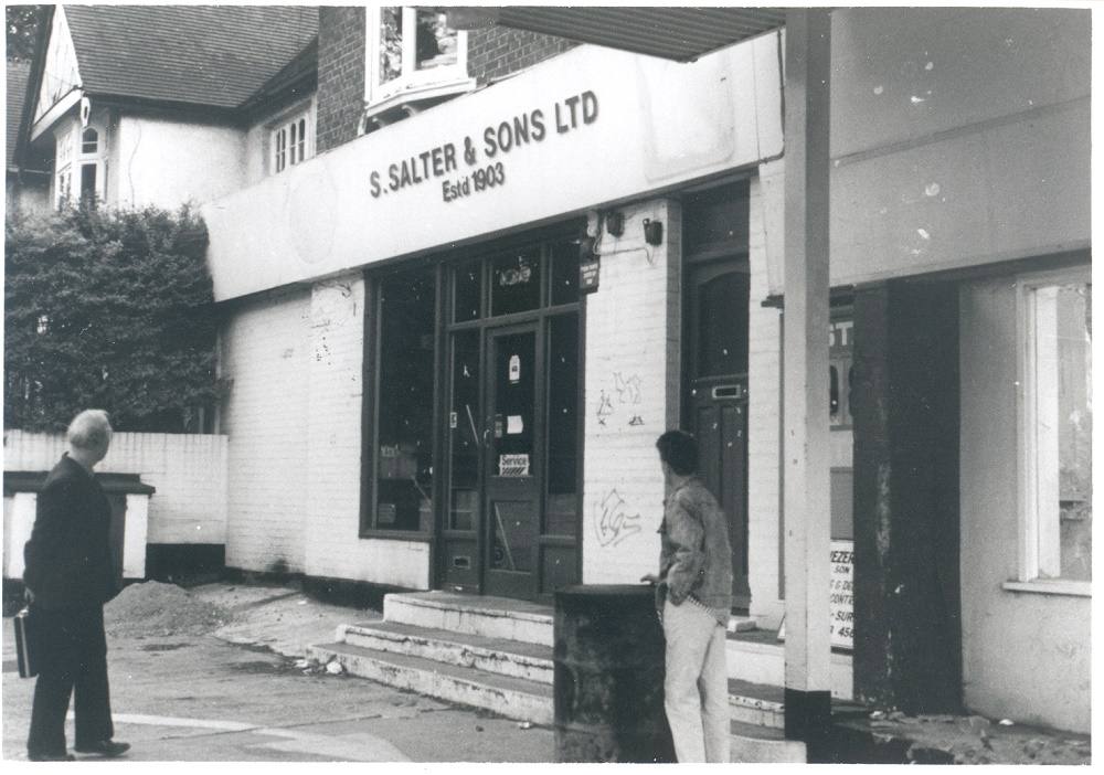 Image of Salter's Garage, Hare Lane, Claygate, Photograph showing Salter's Garage, in Hare Lane, Claygate, being demolished in June 1988 (orig. est. 1903)