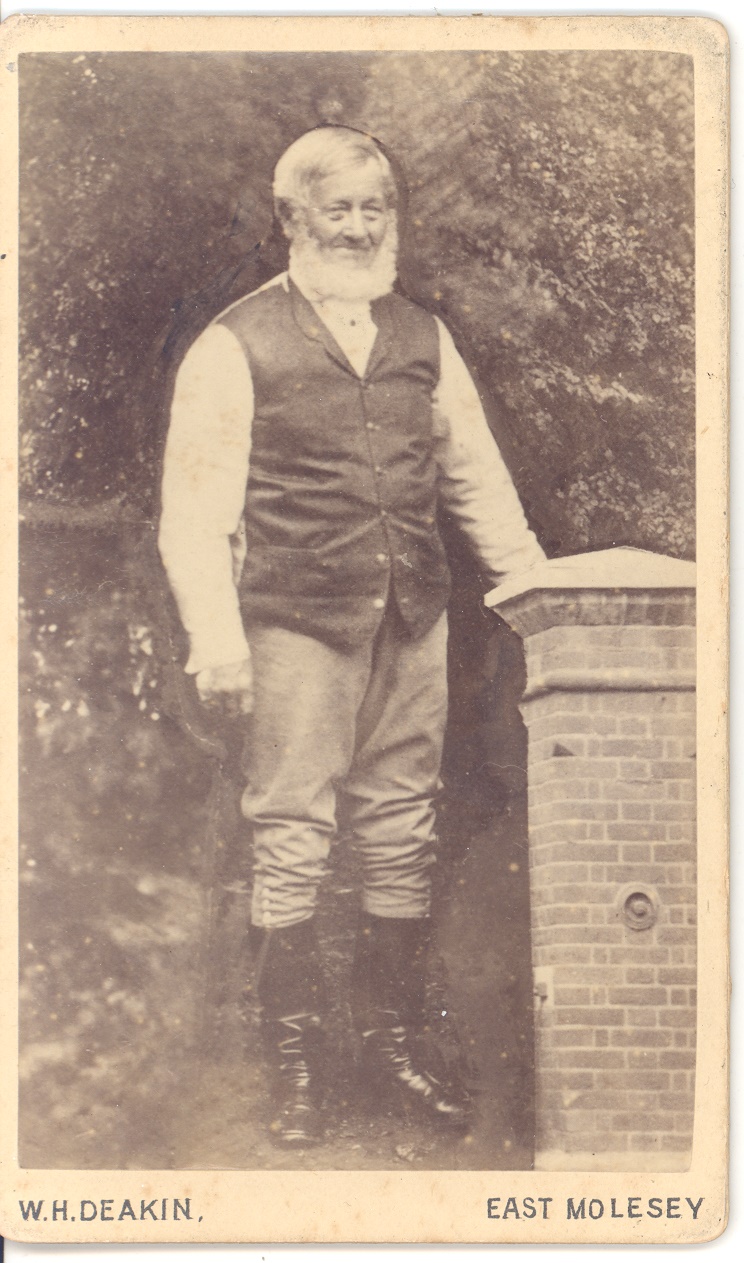 Sepia photograph of a faithful friend and servant, Coachman, at Apps Court Peter Geesing