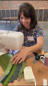 Me sewing at West Horsley Place with The Glad Rags Gang