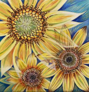 'Rays of Unity' sunflower painting which was sold for The Princes Trust.