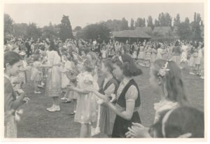 Weybridge Church of England School (St. James) during the May Day Festival, 1949