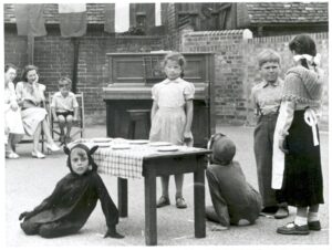 Image of School play performed in the playground of Esher CE School c.1950