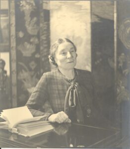Photograph of Miss Eva Gilpin, Headmistress of the Hall School, Weybridge. This was taken in 1938, four years after her retirement from the school.
