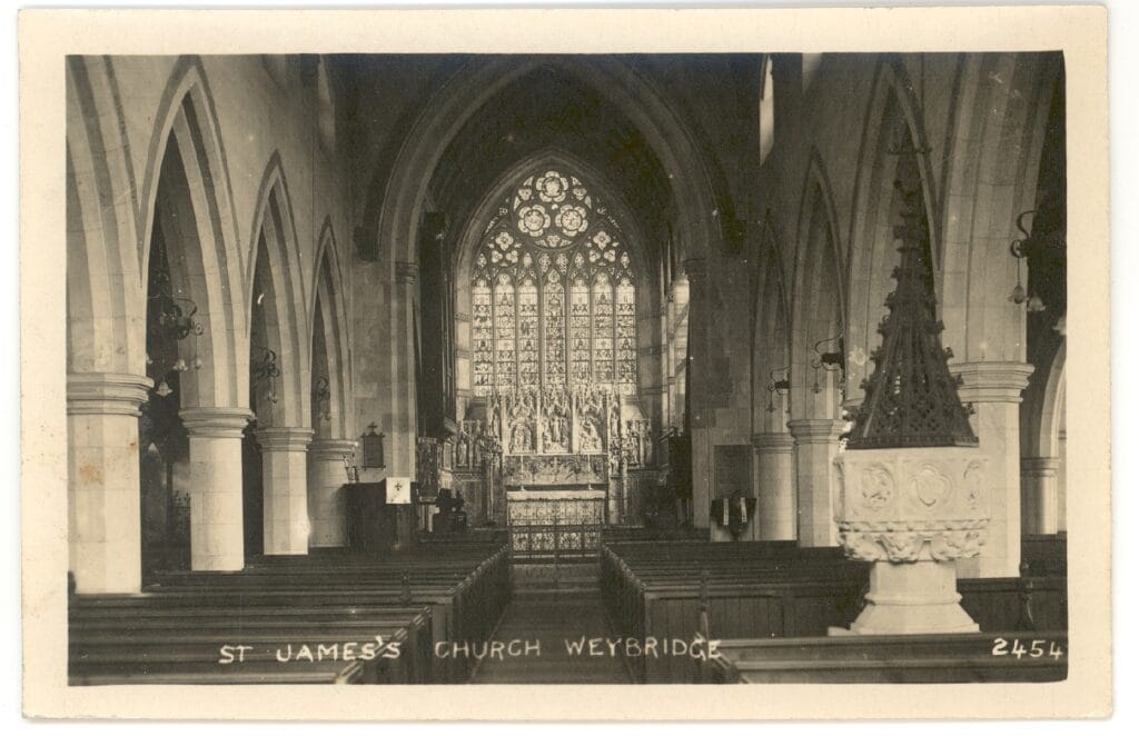 Postcard of Interior of St James' Church, Weybridge
