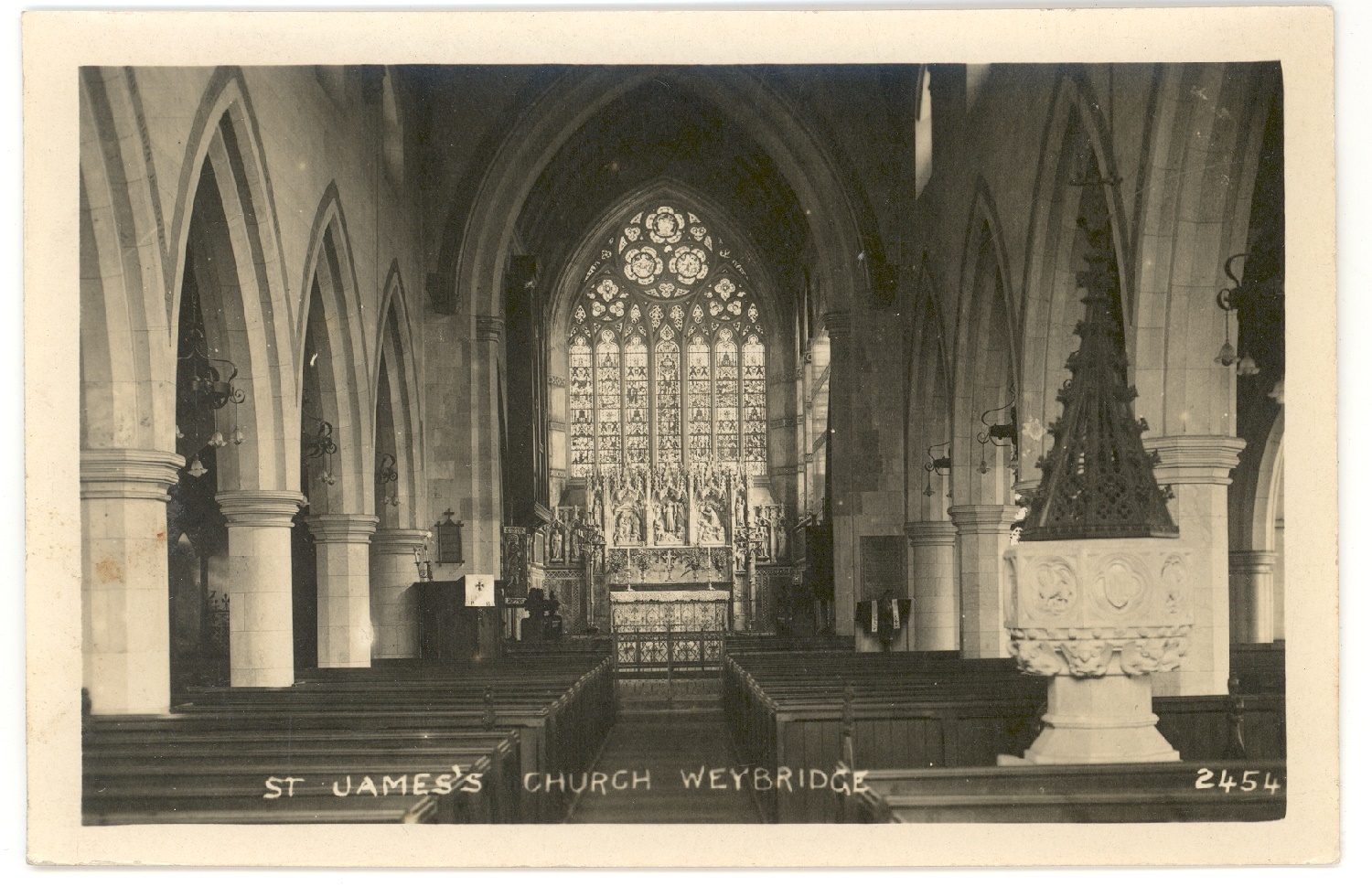 Postcard of Interior of St James' Church, Weybridge