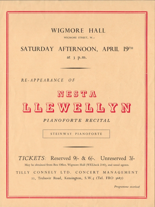 1.1980/110b Wigmore Hall programme