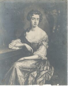 Photograph of a portrait painting of Catherine Sedley, Countess of Dorchester, seated 