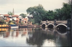 Photograph of The Wey Bridge taken from the tow path on Addlestone side Circ 2002. before refurbishment works which were completed in 2003