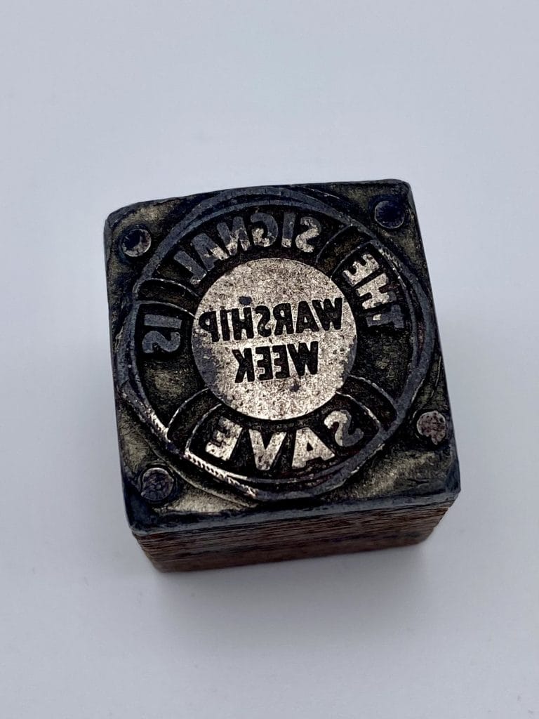 Line Block of design for ''Warship Week''. (448.1967/2).